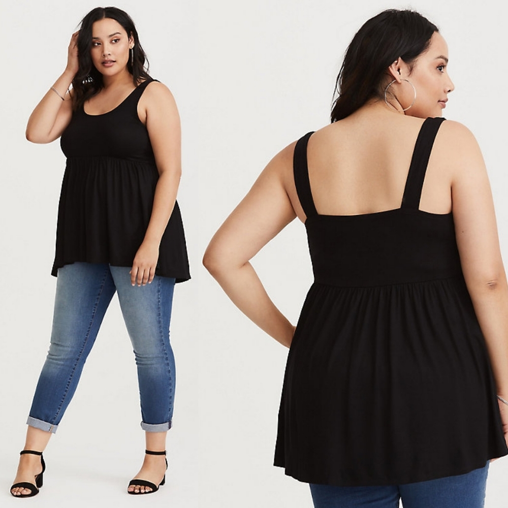 Torrid Black Babydoll Scoop Neck Tank Size 1